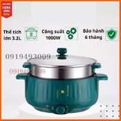 Nồi Lẩu Đa Năng 2 Tầng, Bếp Điện Thông Minh Công Suất Lớn 1000W Kèm Giá Hấp Inox