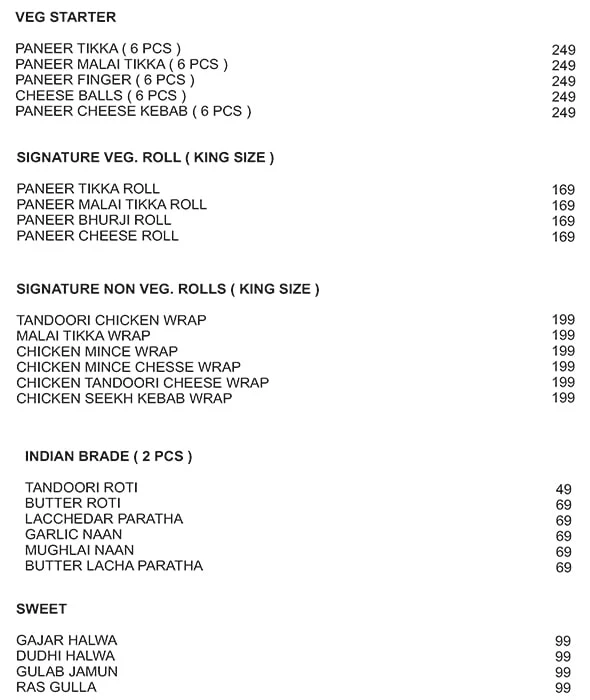 Mughlai Foods menu 