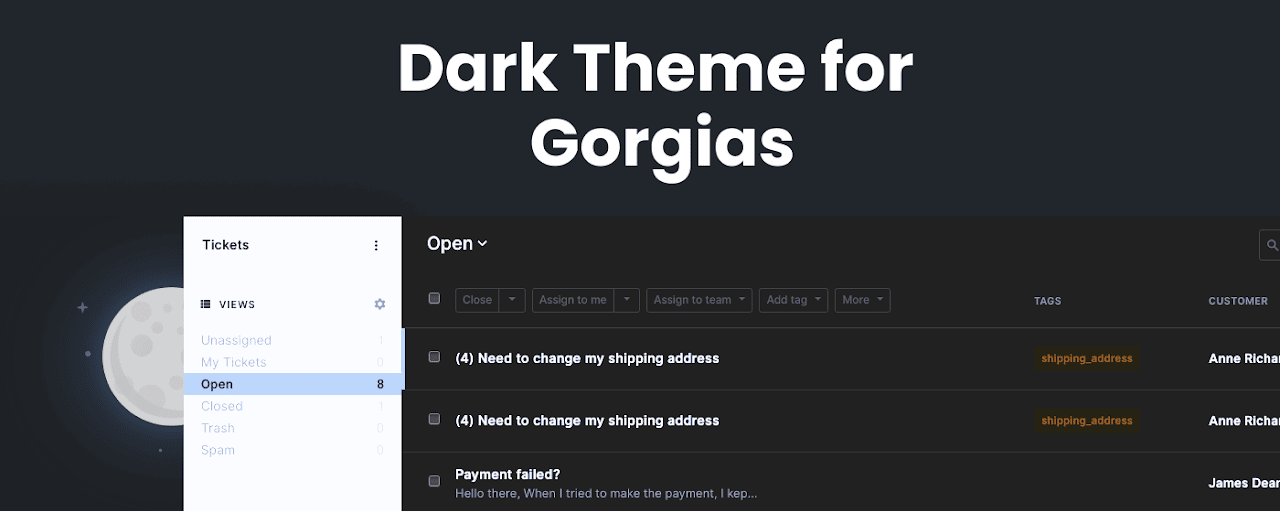 Dark mode for Gorgias Preview image 2