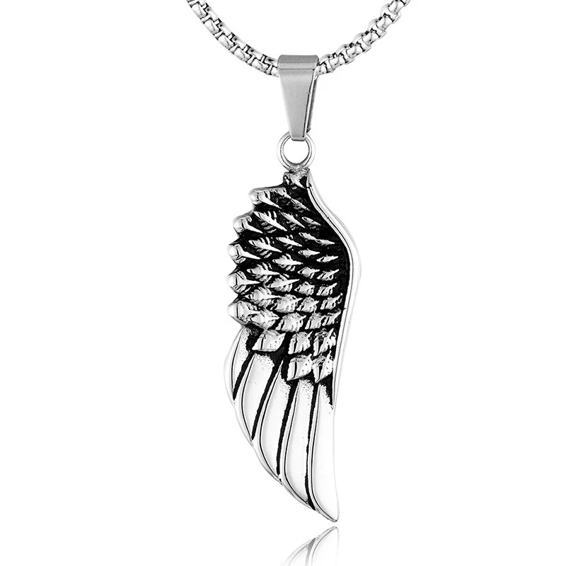 Ciondolo piuma punk in acciaio inossidabile, accessorio ribelle e unico. Robusto e durevole, perfetto per esprimere la tua personalità.