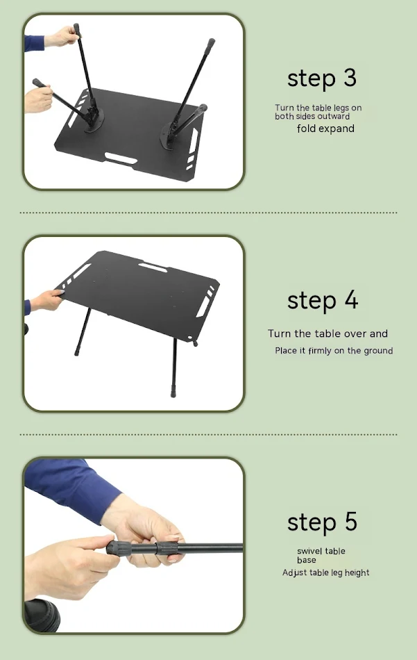 Mesa dobrável para camping, alumínio preto, perfeita para atividades ao ar livre, leve e fácil de transportar, ideal para refeições.
