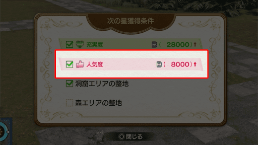 人気度を8000以上にする