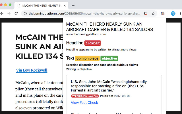 Fake News Chrome Extension