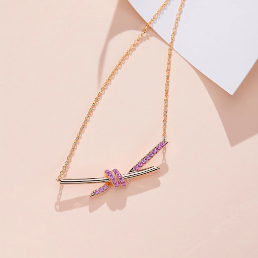 Title 5, Diamond Bends And Hitches Necklace 18K Rose Gol...