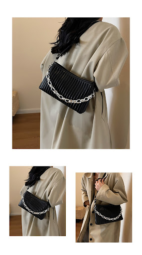 Title 1, Womens Textured Pleated Chain Shoulder Messeng...