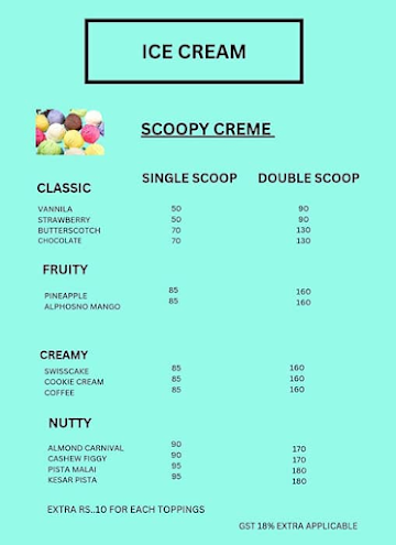 Creme Cafe menu 