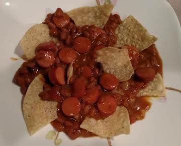 Savory baked beans with steak