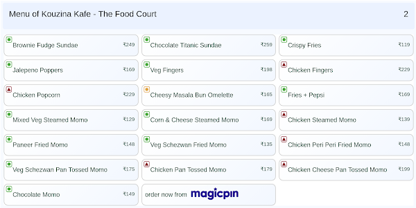 Kouzina Kafe - The Food Court menu 