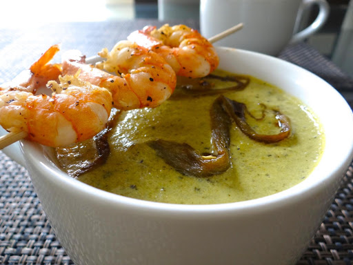 Creamy roasted poblano pepper soup 