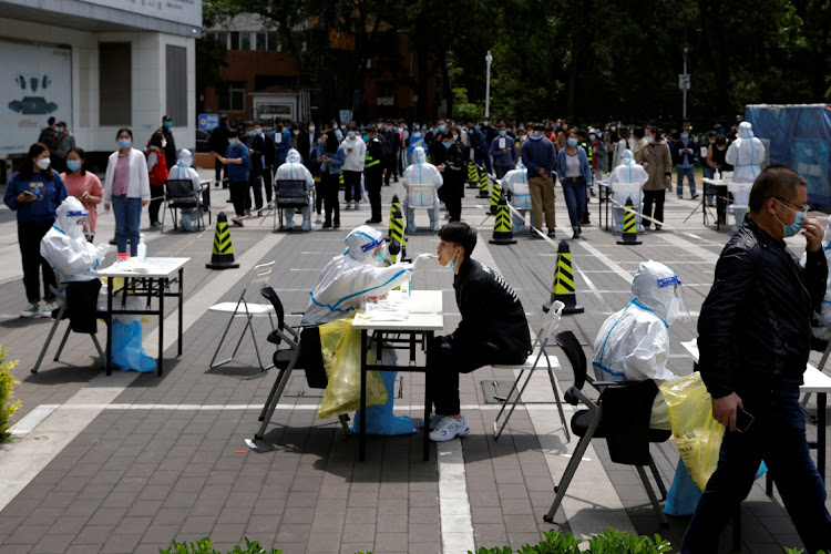 A makeshift nucleic acid testing site in Beijing, China, on Wednesday. Picture: REUTERS/CARLOS GARCIA RAWLINS