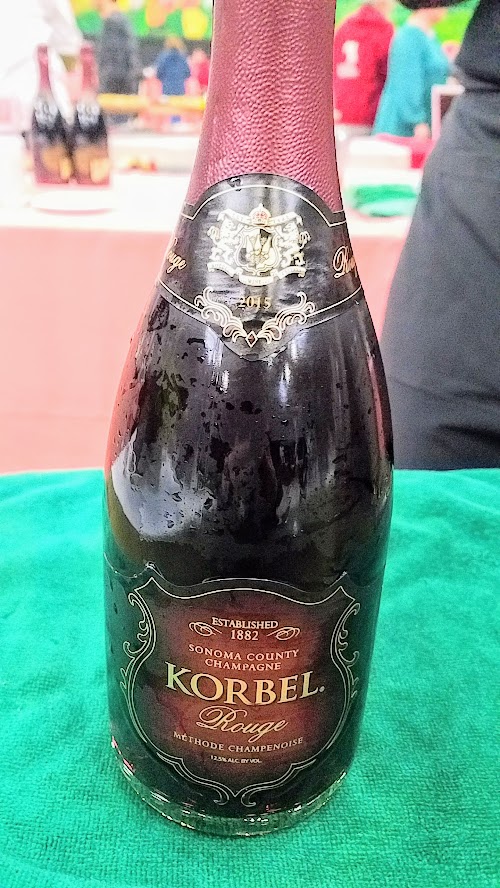 California Artisan Cheese Festival Best Bite Competition for 2018, Korbel Delicatessen and Market served up Point Reyes Bay Blue and Walnut Shortbread topped with Bay Blue Mousse and Pinot Noir Poached Pear Compote to be paired with Korbel 2015 Rouge champagne
