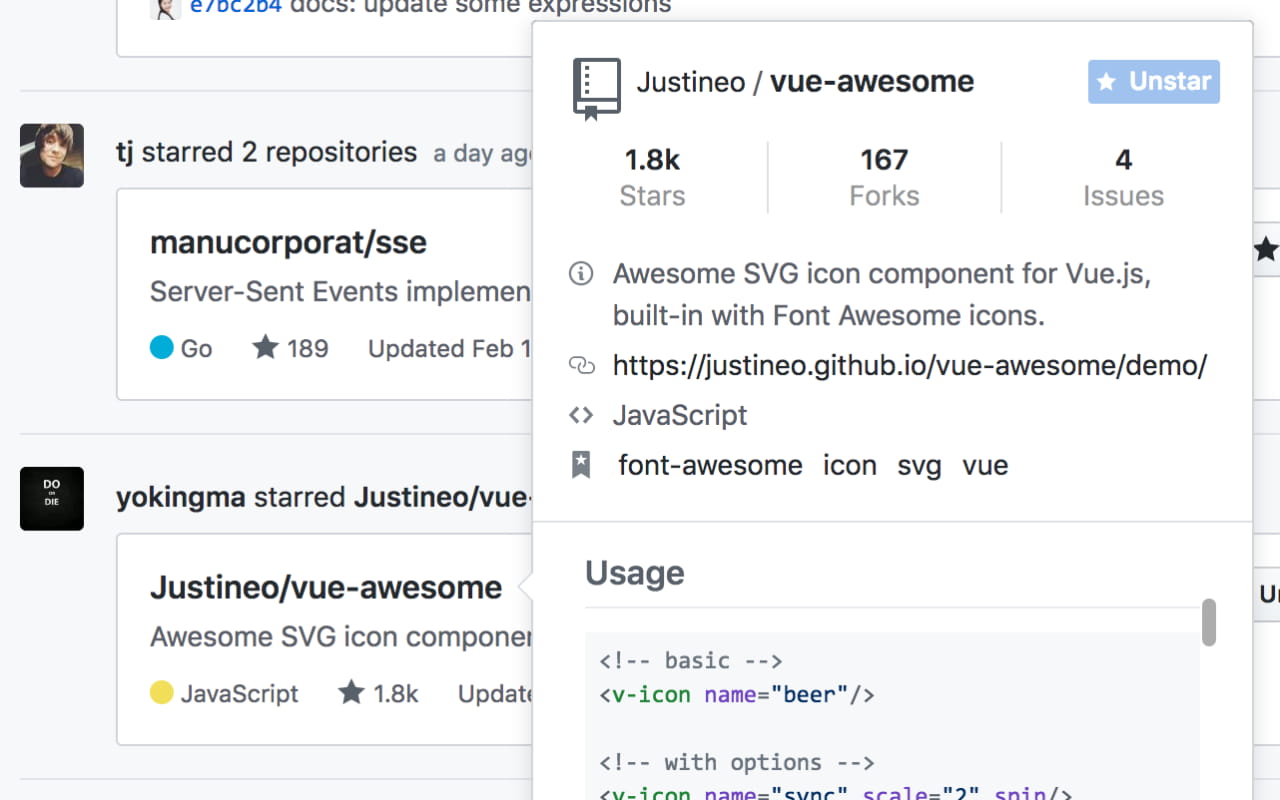 GitHub Hovercard Preview image 2