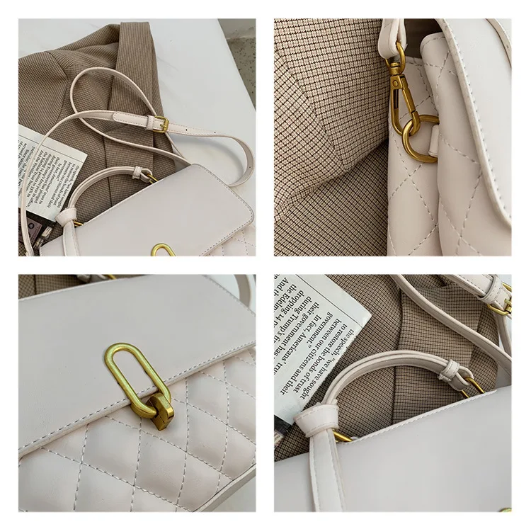 Trendy Koreaanse Messenger Bag, Grote Capaciteit, Fashion Rhombus Handtas, Perfect voor Dagelijks Gebruik, Stijlvol en Praktisch