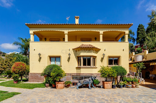 Yellow villa with garden and statue - Buy this luxury house in Benahavís, 5 rooms, 5 bedrooms