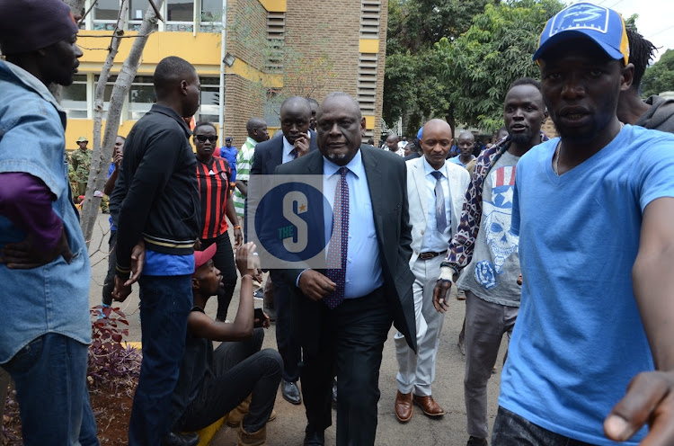 David Murathe making his way at the Supreme sub-registry on August 22,2022. Azimio presidential candidate Raila Odinga and running mate Martha Karua presented documents challenging the presidential results.