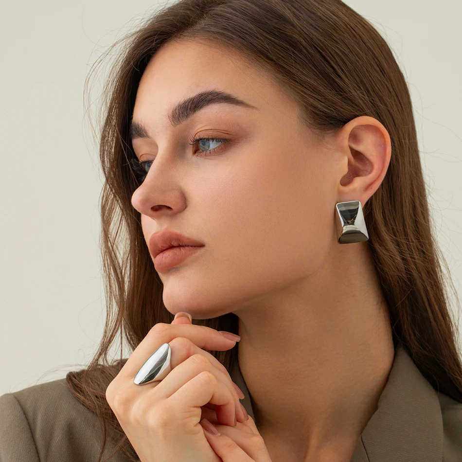Roestvrijstalen Chubby Ovalen Ring Waterdicht Duurzaam en Stijlvol Moderne Sieraden voor Dagelijks Gebruik Perfect Cadeau
