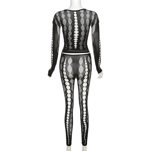 Title 7, European And American Sexy Openwork Knitted Top...