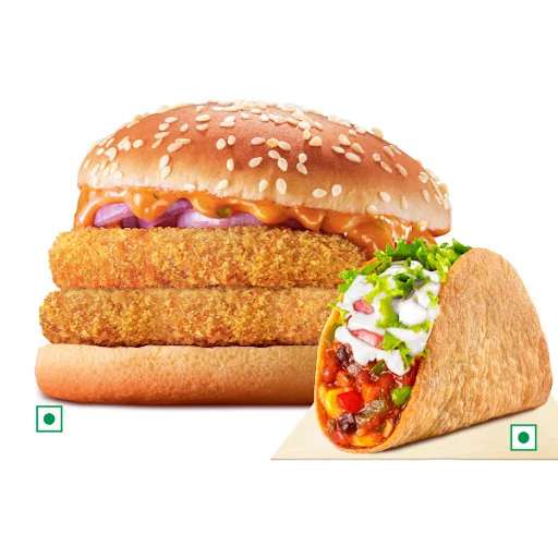 Crispy Veg Double Patty Burger+Veg Crunchy Taco