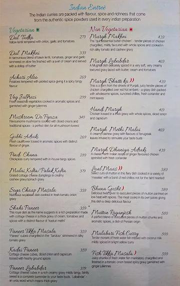 The Saffron Boutique menu 