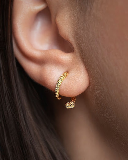 Title 6, Exaggerated Design Serpentine Metal Trendy Earr...