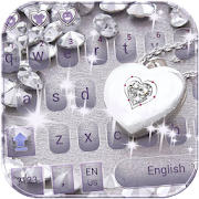 Silver Diamond Heart Keyboard Theme silver glitter  Icon