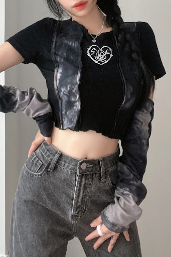 Title 6, Short Design Sense Tie Dyed Niche Retro Slim Sl...