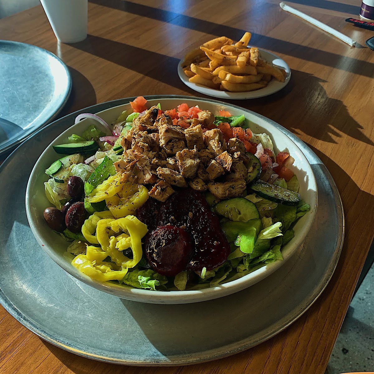 Greek Salad and fries