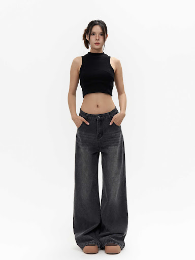Title 5, High Waist Straight Jeans Loose Wide Leg Pants ...