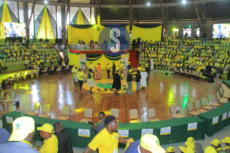 Delegates dance at Bomas auditorium ahead of the United Democratic Alliance Party NDC on September 29, 2023