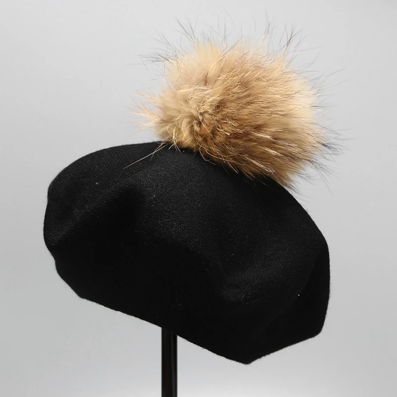 Boina Ins Nova com Bola de Cabelo Real para Mulheres. Chapéu de Inverno Elegante e Quente. Perfeito para um visual estiloso e confortável.