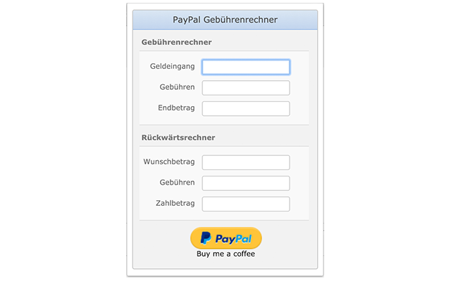 PayPal Gebührenrechner Preview image 0