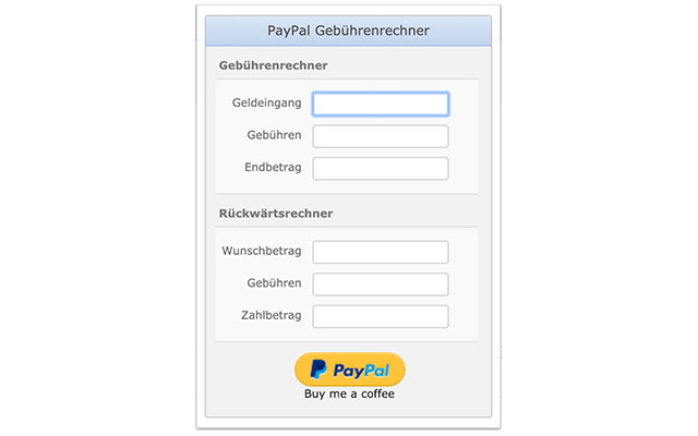 PayPal Gebührenrechner chrome extension