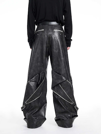 Title 2, Deconstruction Design Heavy Glossy Leather Pant...