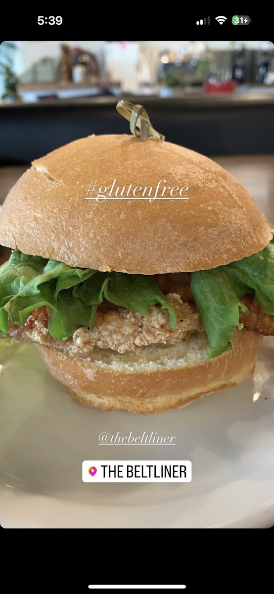 Gluten free fried chicken burger