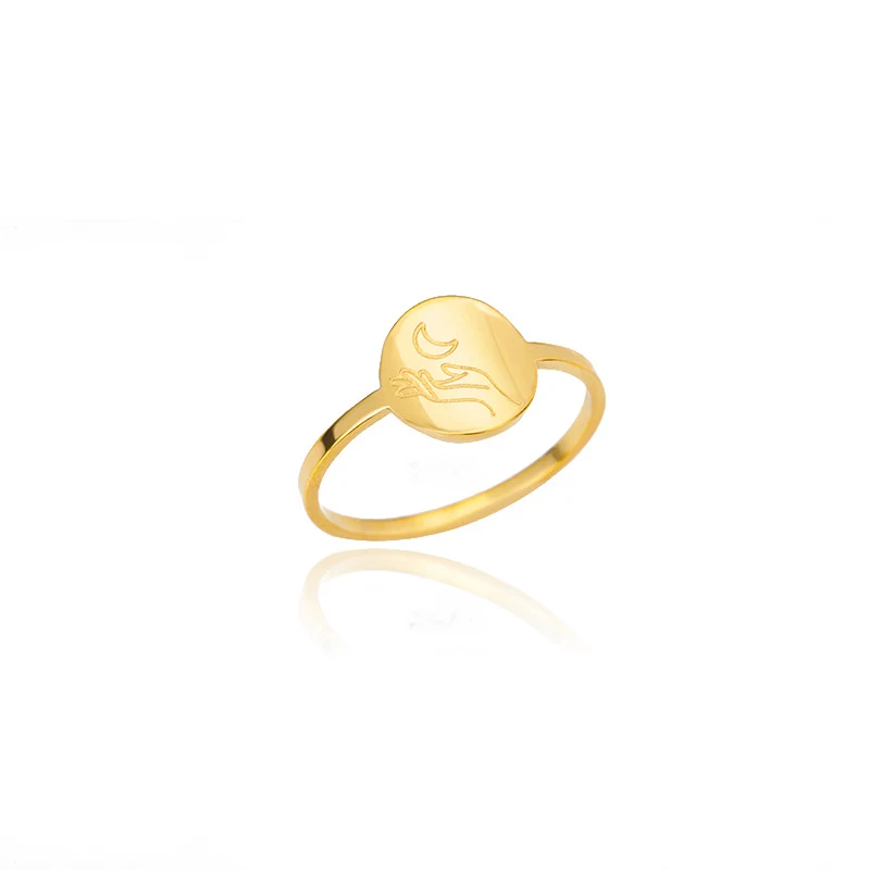 Anneau Ornement Minimaliste Classique Soleil Lune Un bijou élégant et intemporel pour sublimer votre style. Symbole de lumière et de sérénité au quotidien.