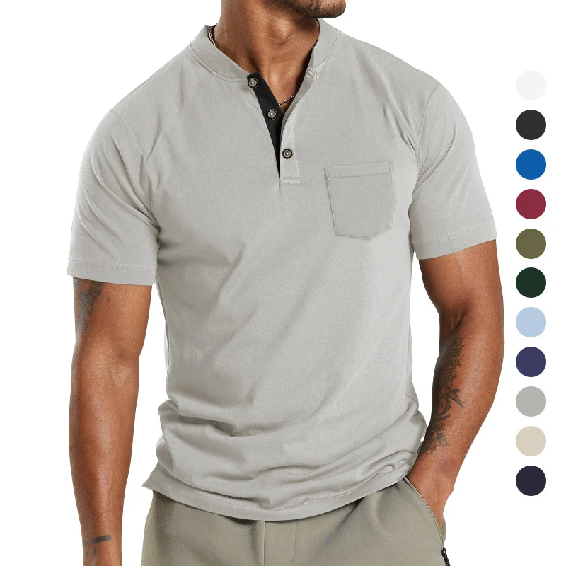 Plus Size Men's Short Sleeve Button Pocket Polo T-shirt Comfortable Casual Style Perfect for Summer Lightweight Breathab