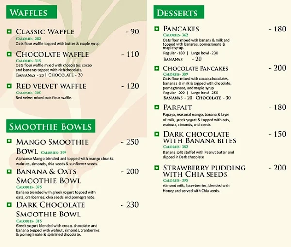 Greens N Leans menu 