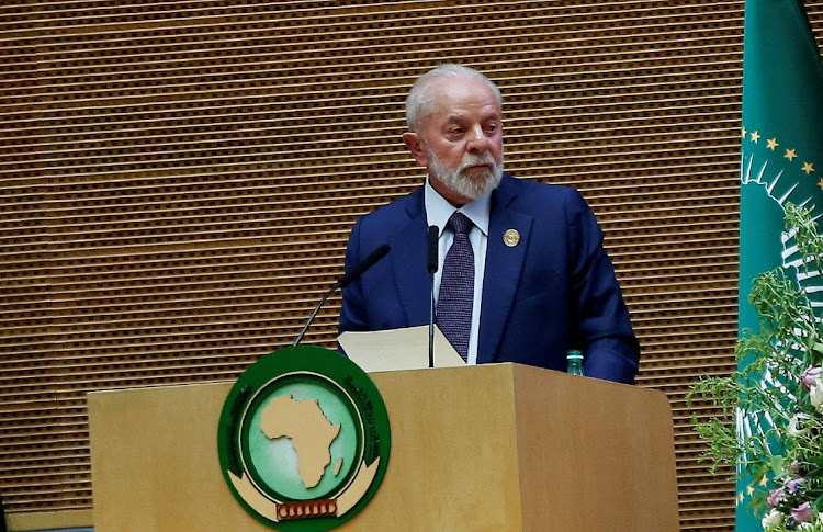 Brazil's President Luiz Inacio Lula da Silva addresses delegates at the AU's headquarters in Addis Ababa, Ethiopia, February 17 2024. Picture: REUTERS