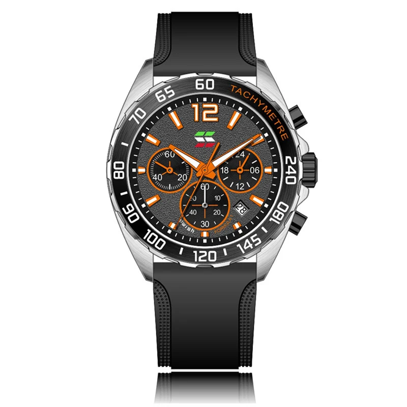 Montre quartz à bracelet fin en caoutchouc, chronométrage à six broches, horloge de mode sportive pour le poignet et activités.