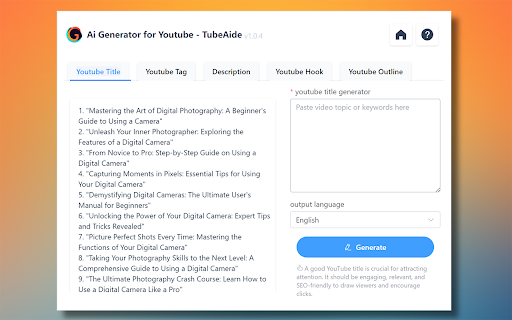 Free AI Tag Generator for Youtube - TubeAide