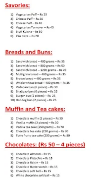 Gul Bakers menu 4