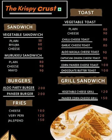 The Krispy Crust menu 