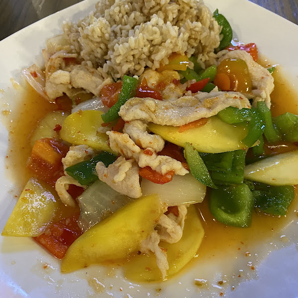 Spicy mango chicken (dinner)