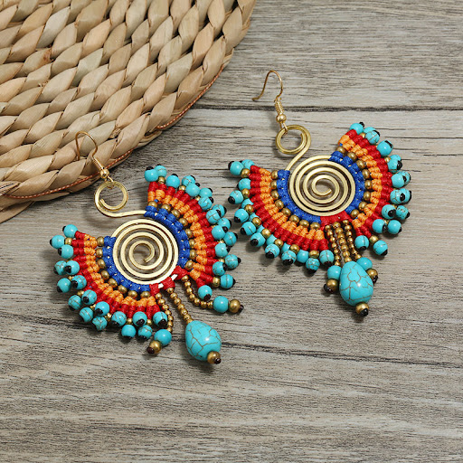 Title 3, Handmade Weave Vintage Earrings Perfect for Vac...