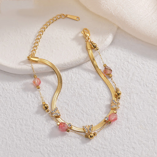 Title 2, Ethnic Style Retro Butterfly Titanium Steel 14K...