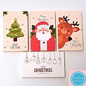 Thiệp Giáng Sinh, Thẻ Quà Tặng Noel, Phụ Kiện Treo Trang Trí In Hình Ông Già Noel, Cây Thông, Tuần Lộc Đáng Yêu