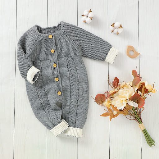 Title 4, Childrens casual knitted single-breasted one-p...
