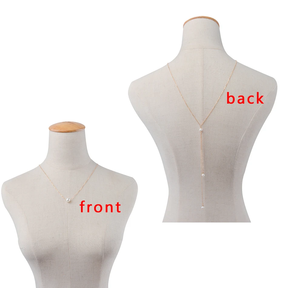 Elegante lichaamketting met parels voor de rug, perfect voor jurken en tops. Een modieus accessoire voor speciale gelegenheden.