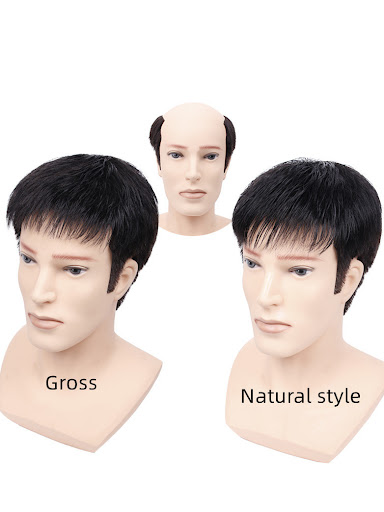Title 4, Mens Hair Replacement Forehead Bald Flip Cover...