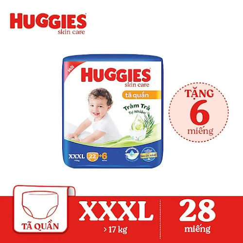 Tã quần Huggies Skincare Tràm Trà Tự Nhiên size XXXL 22 + 6 miếng